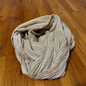 Beige Textured Infinity Scarf